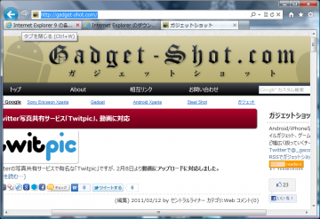タブにマウスをかざすと×が表れてタブを閉じることが可能。